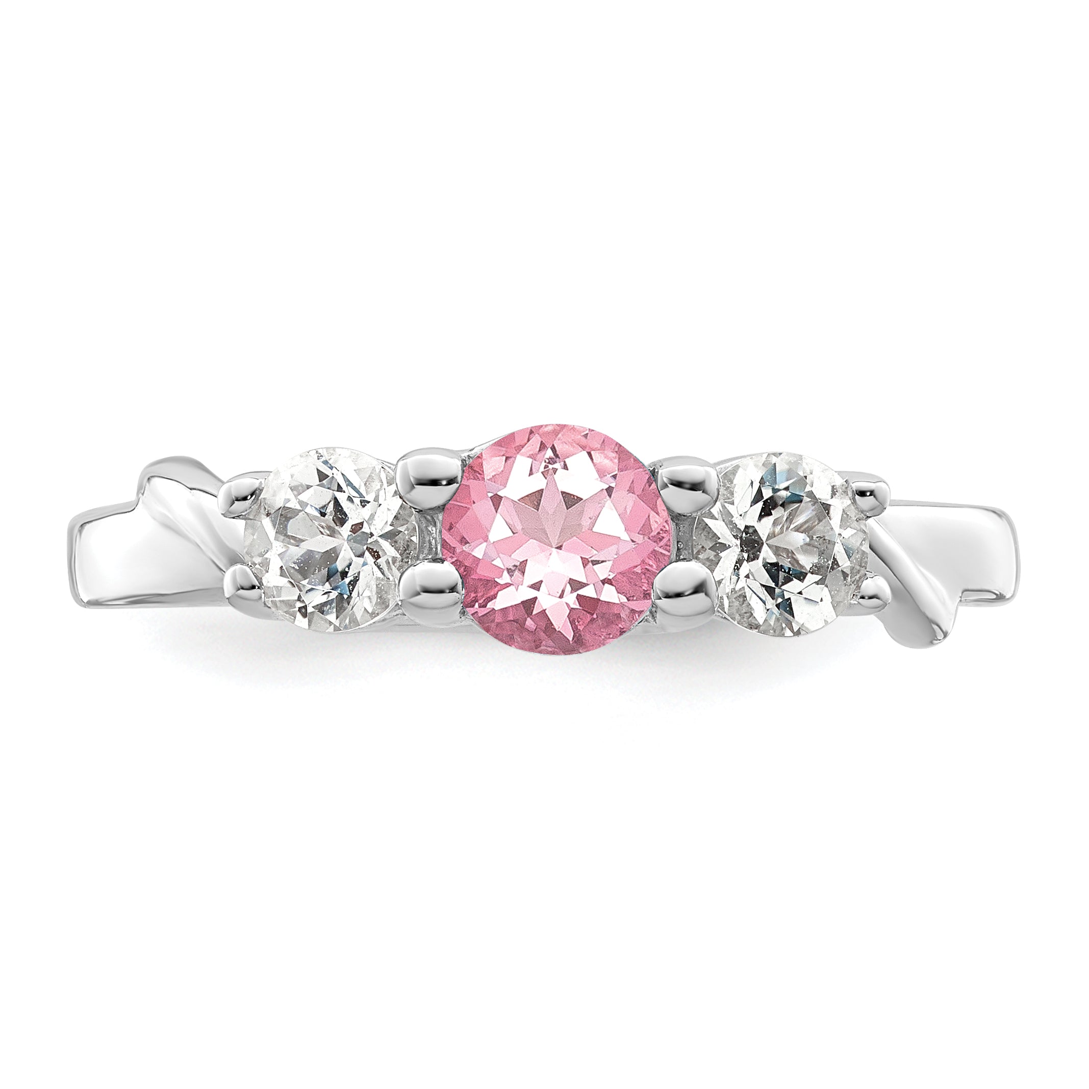 Survivor Collection Sterling Silver Rhodium-plated White and Pink Crystal Topaz Joanna Ring