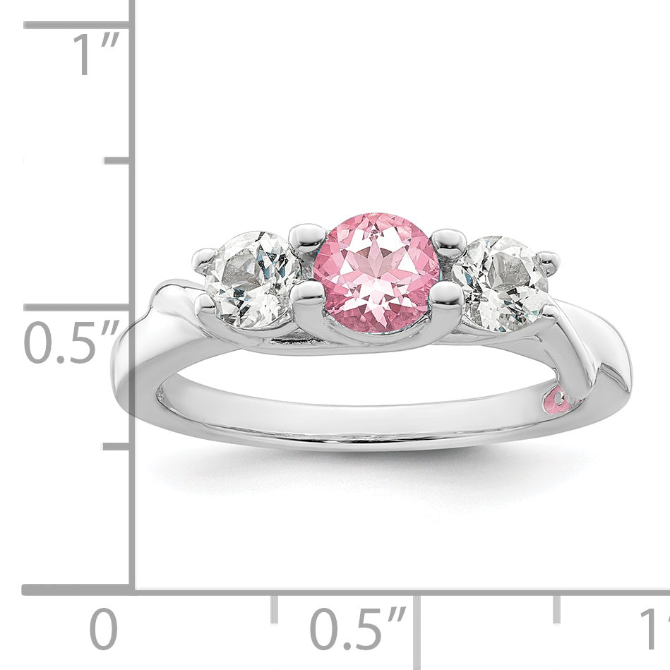 Survivor Collection Sterling Silver Rhodium-plated White and Pink Swarovski Topaz Joanna Ring