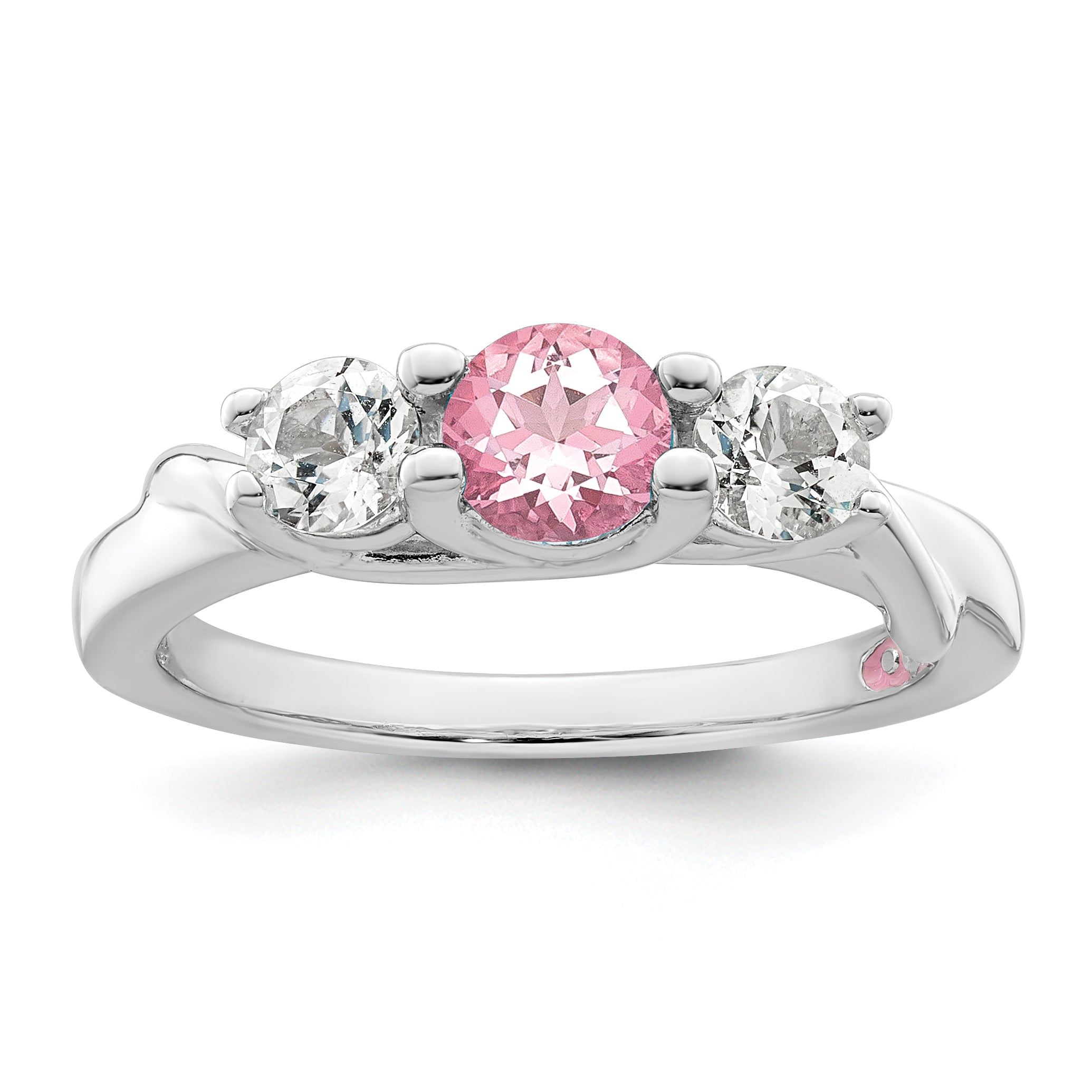 Survivor Collection Sterling Silver Rhodium-plated White and Pink Swarovski Topaz Joanna Ring Main image