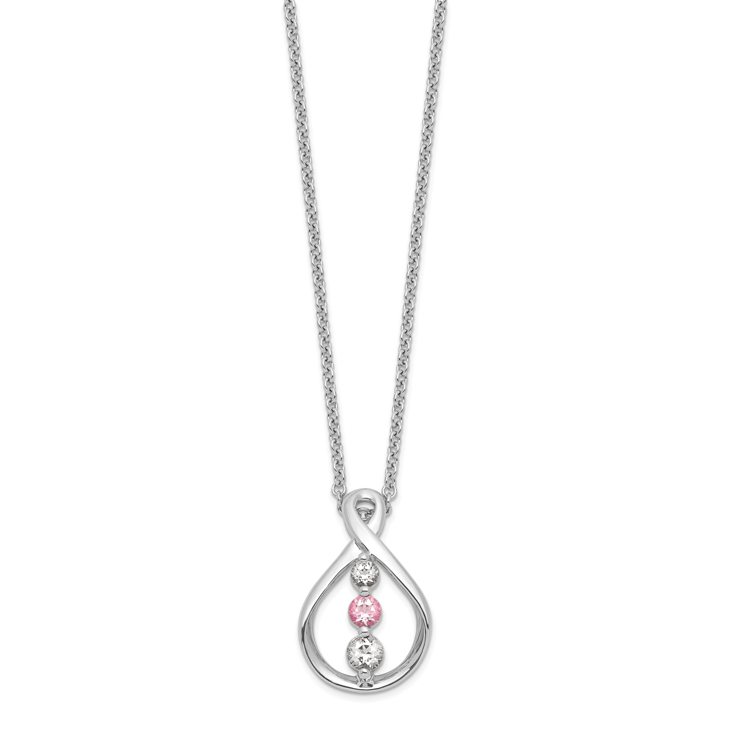 Sophia Jewelers 10K White Gold Rhodium Necklace with Pink and White Topaz