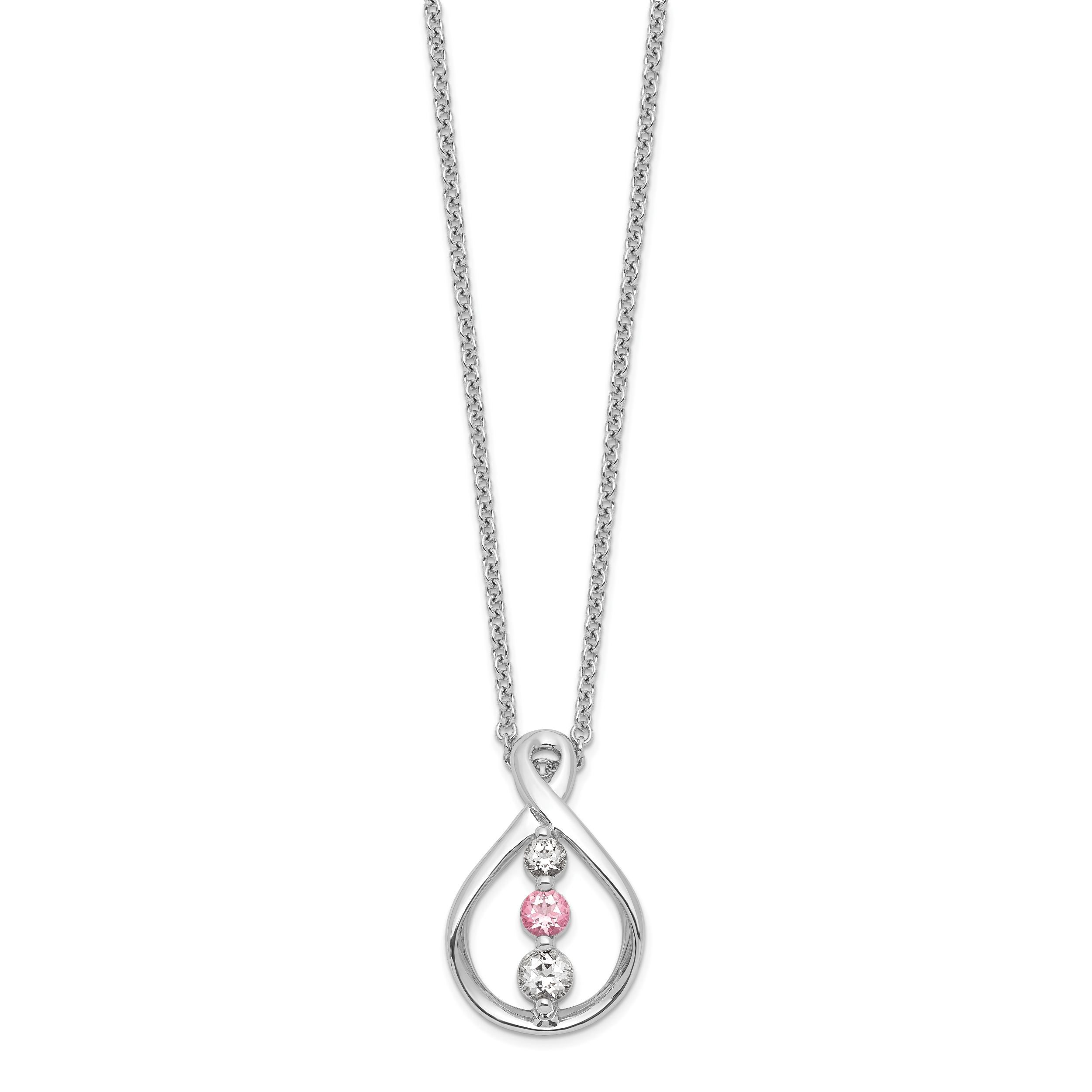 Sophia Jewelers 10K White Gold Rhodium Necklace with Pink and White Topaz