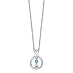 Survivor Collection Sterling Silver Rhodium-plated 16 Inch White and Blue Swarovski Topaz Runzi Necklace with 2 Inch Extender