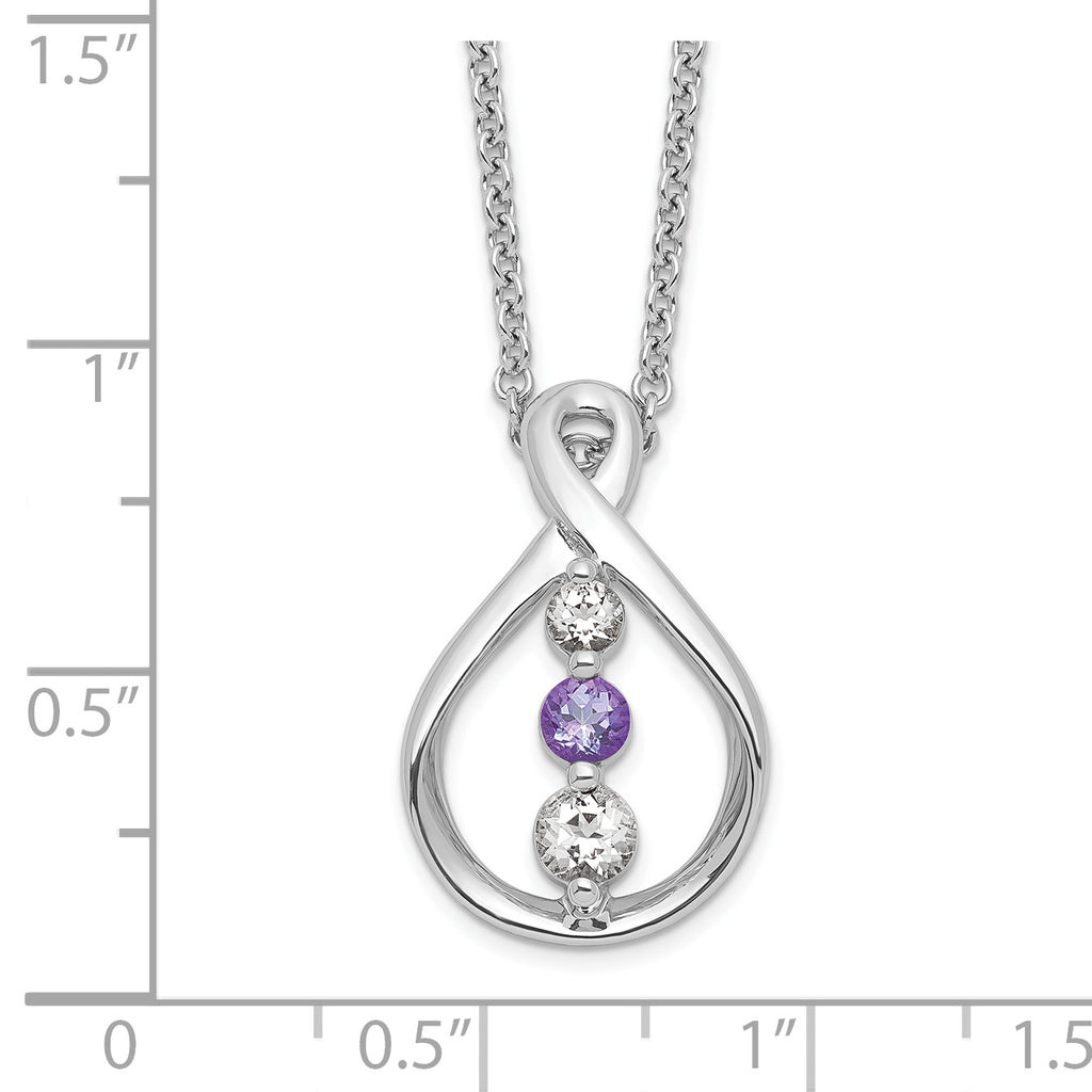 White & Purple Topaz Runzi Necklace in Sterling Silver
