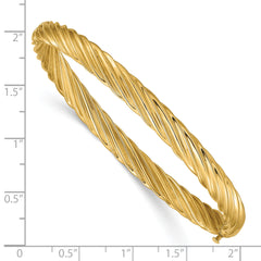 14k 4/16 Fancy Textured Hinged Bangle Bracelet