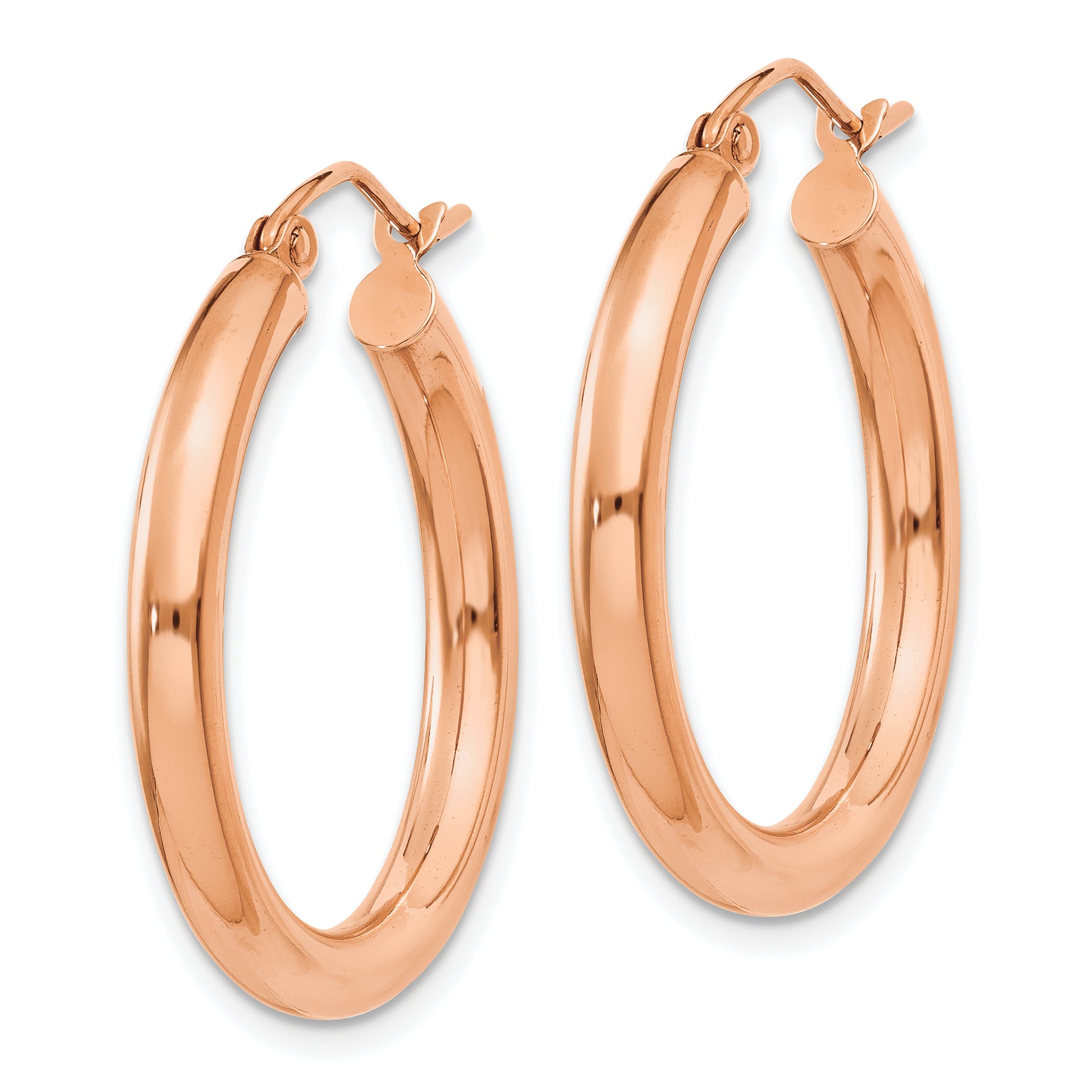 Sophia Jewelers 14K Rose Gold Lightweight Hoop Earrings with Polished Finish Secondary image