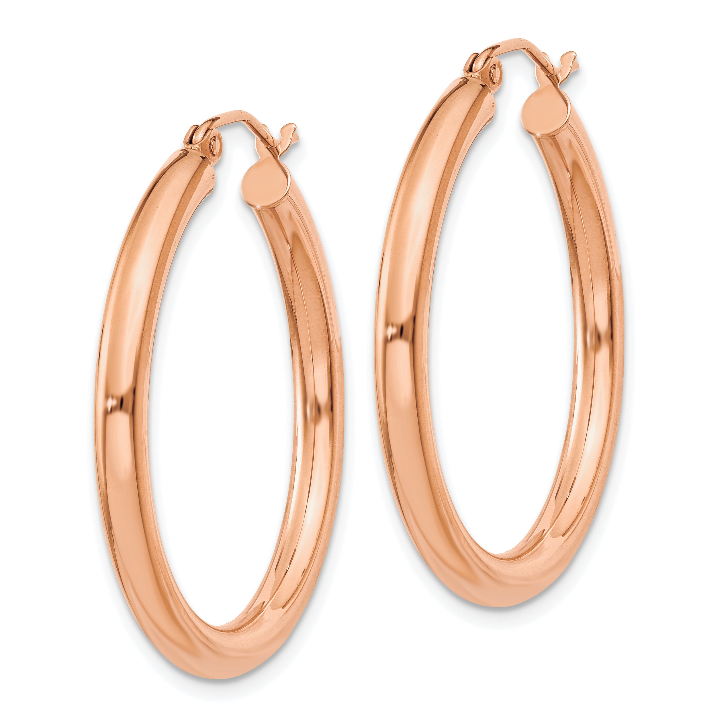 14K Rose Gold Lightweight Hoop Earrings with Polished Finish for Women Secondary image