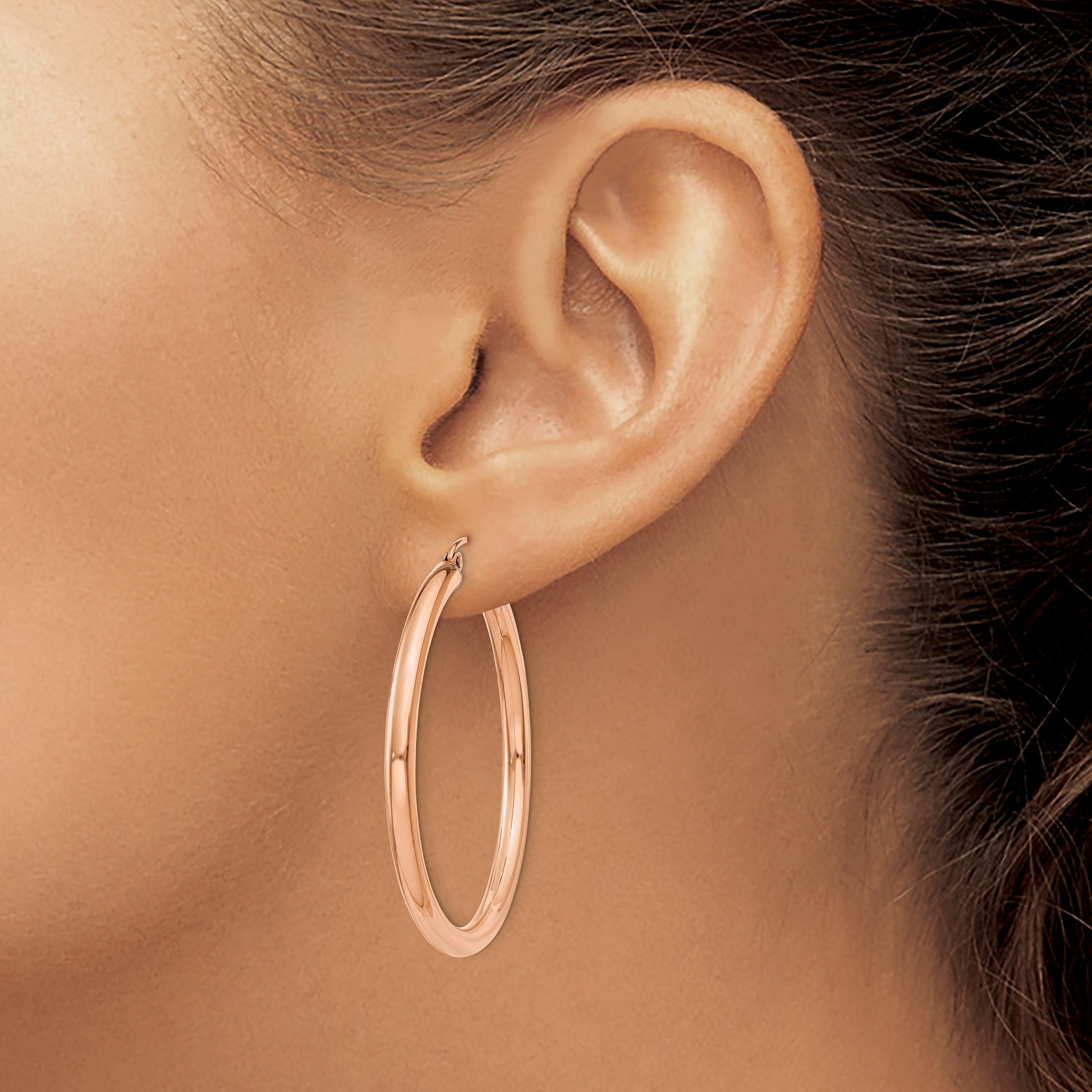 Sophia Jewelers 14K Rose Gold Polished Lightweight Hoop Earrings