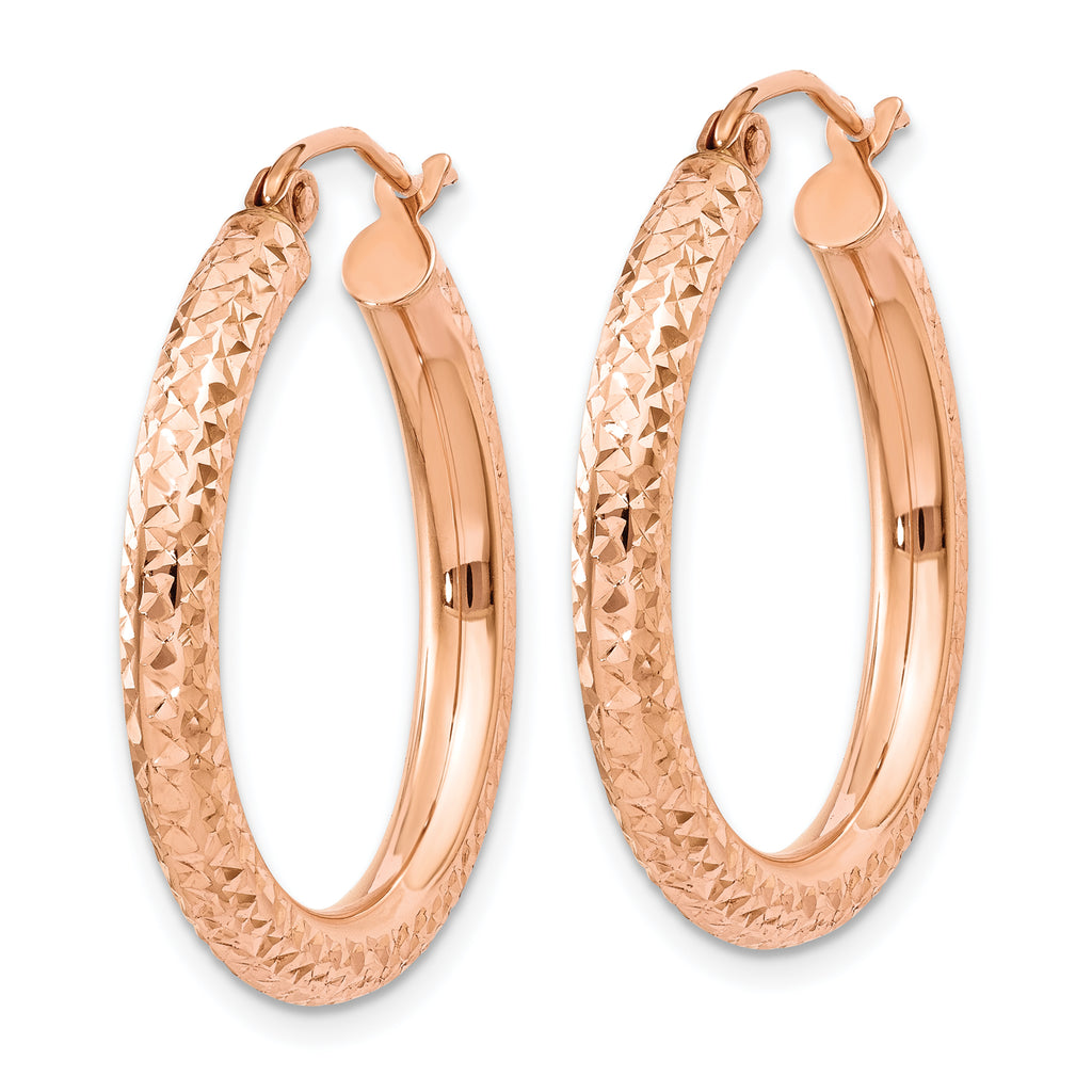 Sophia Jewelers 14K Rose Gold Diamond-Cut Hoop Earrings for Women