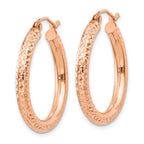 Sophia Jewelers 14K Rose Gold Diamond-Cut Hoop Earrings for Women