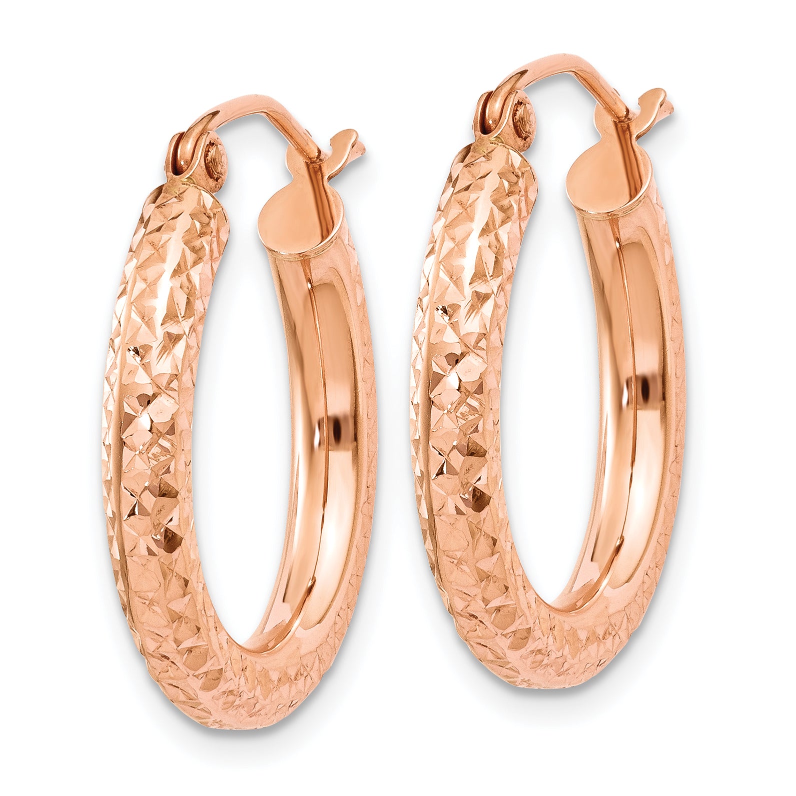 Sophia Jewelers 14K Rose Gold Diamond-Cut Hoop Earrings Elegant Polished Design Secondary image