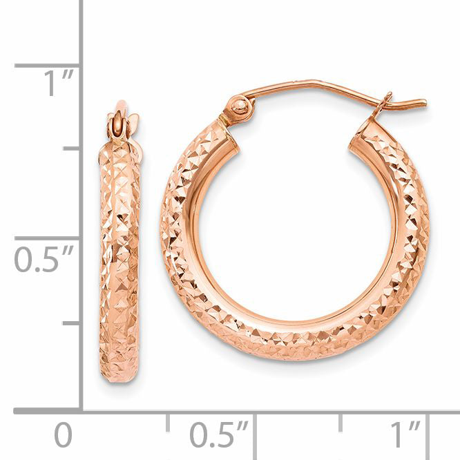 Sophia Jewelers 14K Rose Gold Diamond-Cut Hoop Earrings Elegant Polished Design