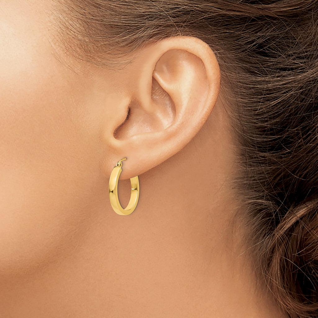 Sophia Jewelers 14K Gold Polished Square Hoop Earrings for Women