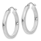 14K White Gold Polished Rectangle Hoop Earrings Elegantly Modern