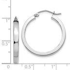 14K White Gold Polished Rectangle Hoop Earrings Elegantly Modern