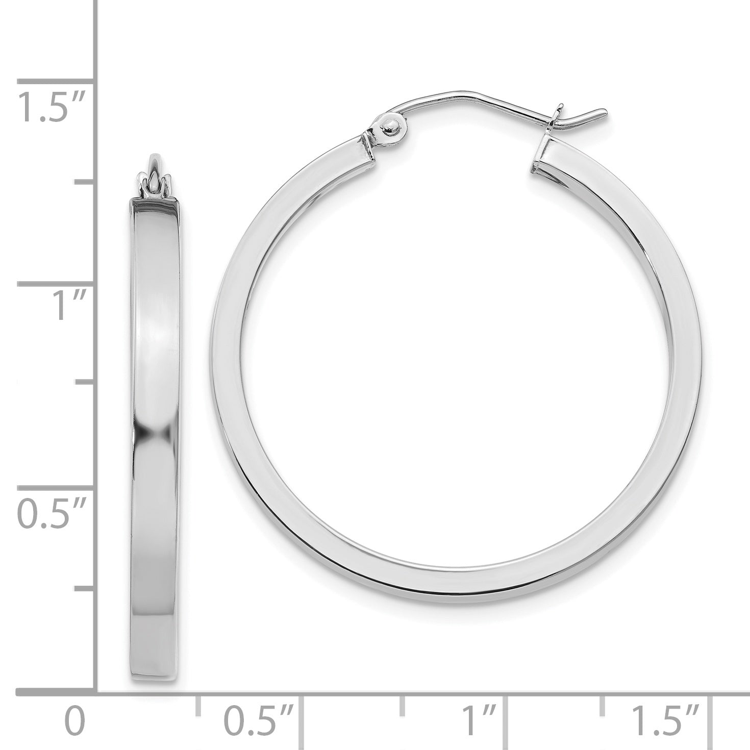 Sophia Jewelers 14K White Gold Polished Hoop Earrings for Women