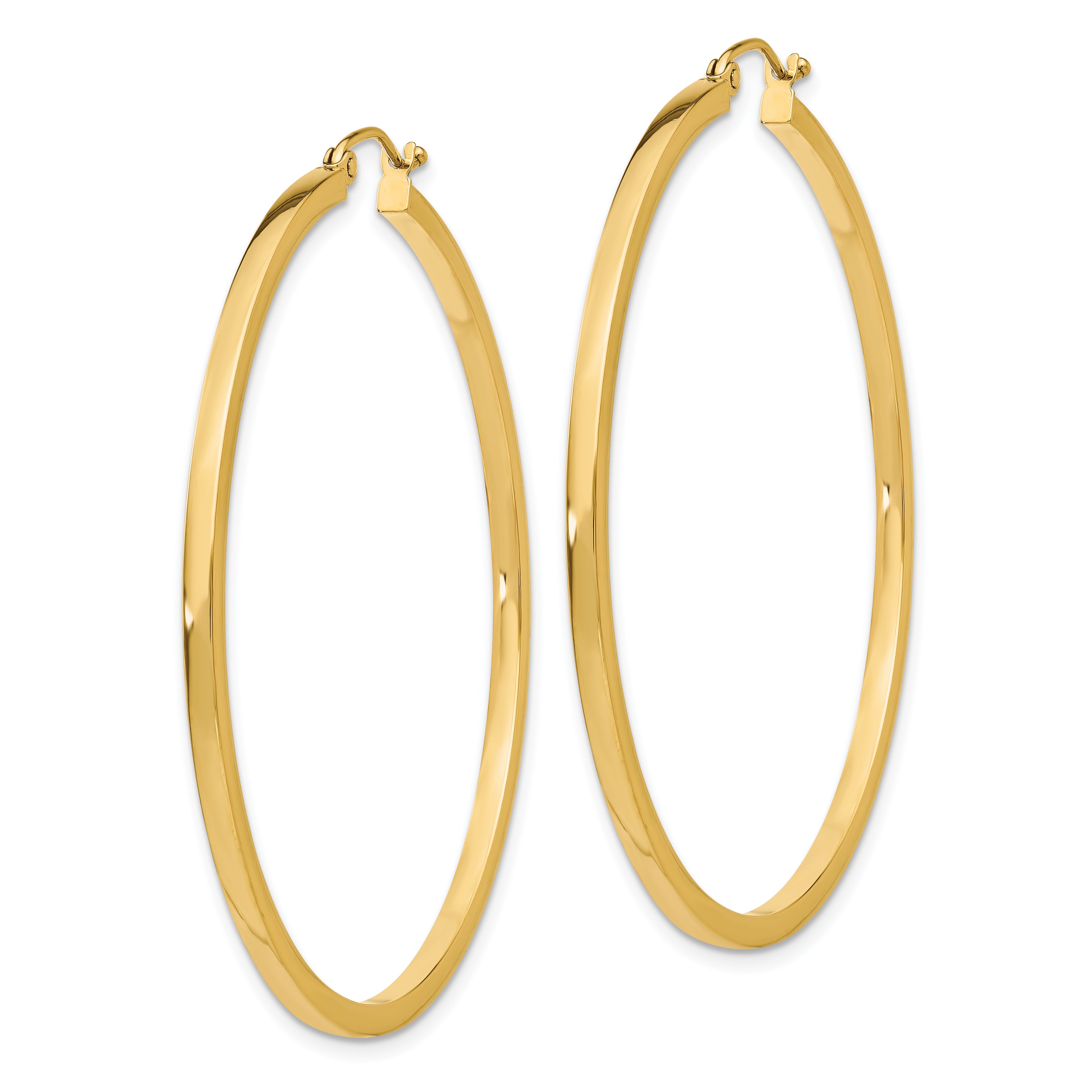 Sophia Jewelers 14K Gold Polished Square Tube Hoop Earrings for Women