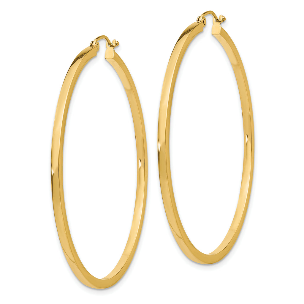 Sophia Jewelers 14K Gold Polished Square Tube Hoop Earrings for Women