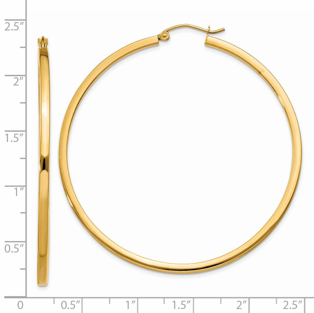 14K Gold Polished Square Hoop Earrings for Women Elegant Style
