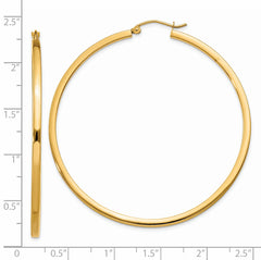 14K Gold Polished Square Hoop Earrings for Women Elegant Style