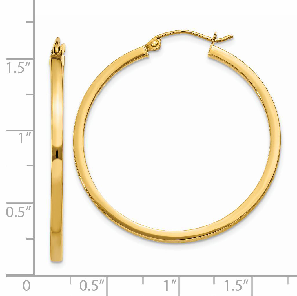 14K Gold Polished Square Hoop Earrings for Women by Sophia Jewelers