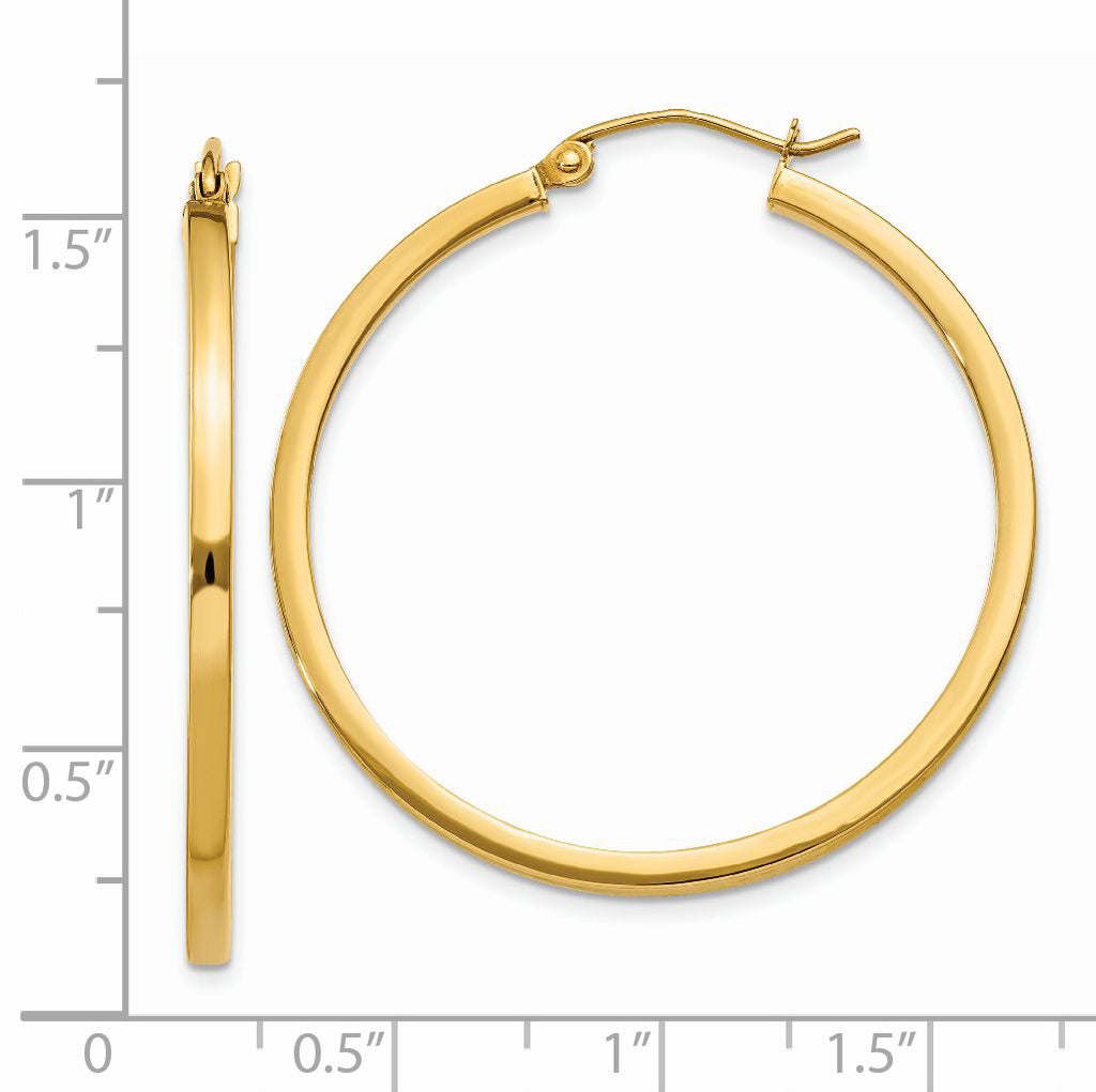 14K Gold Polished Square Hoop Earrings for Women by Sophia Jewelers