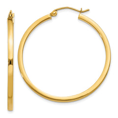 14k 2mm Square Tube Hoop Earrings