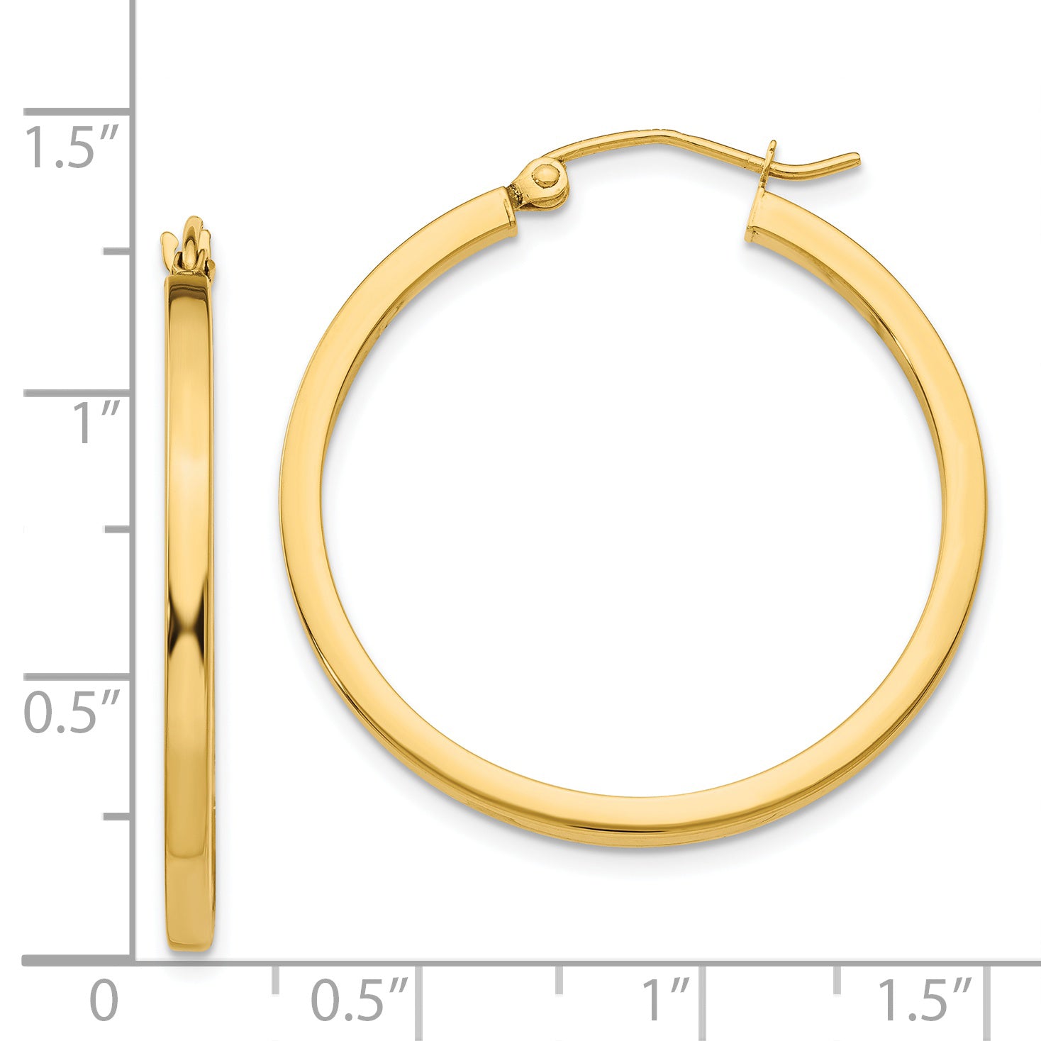 Sophia Jewelers 14K Gold Polished Square Hoop Earrings for Women