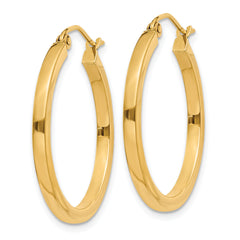 14k 2mm Square Tube Hoop Earrings