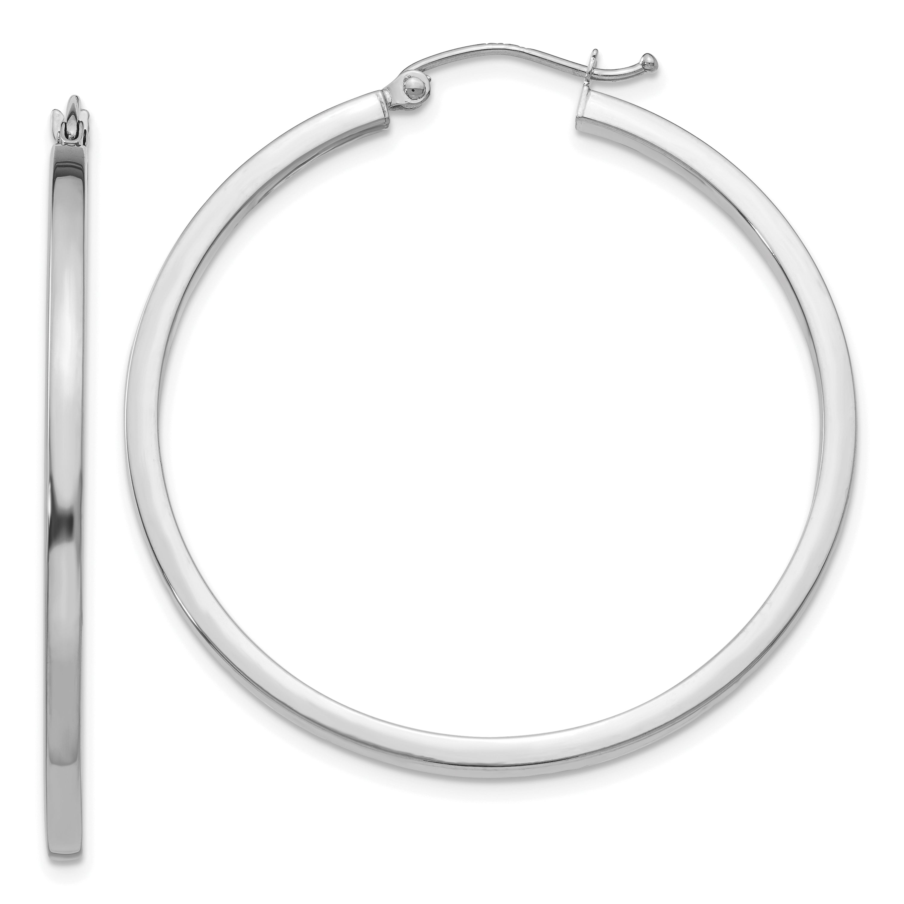 14k White Gold 2mm Square Tube Hoops Main image