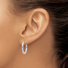 Sophia Jewelers 14K White Gold Polished Hoop Earrings for Women