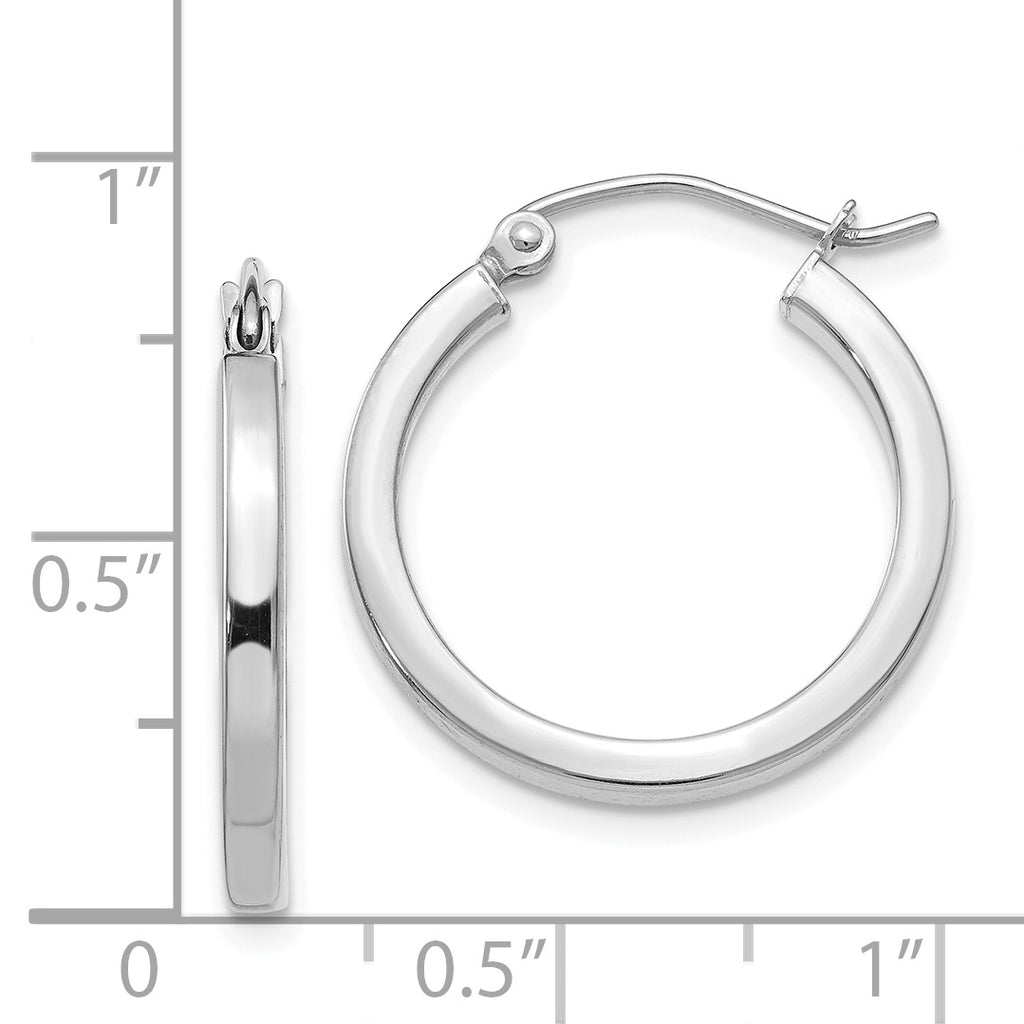 Sophia Jewelers 14K White Gold Polished Hoop Earrings for Women