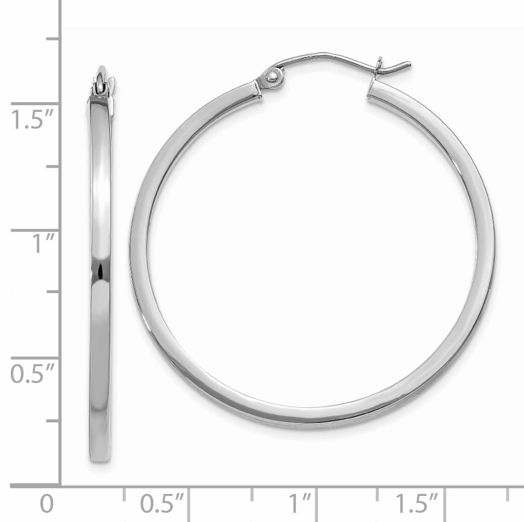 Sophia Jewelers 14K White Gold Polished Hoop Earrings with Rhodium Finish