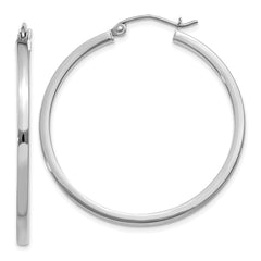 14k White Gold 2mm Square Tube Hoops