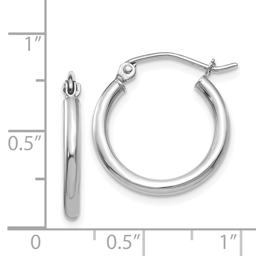 Sophia Jewelers 14K White Gold Polished Hoop Earrings Elegant Design