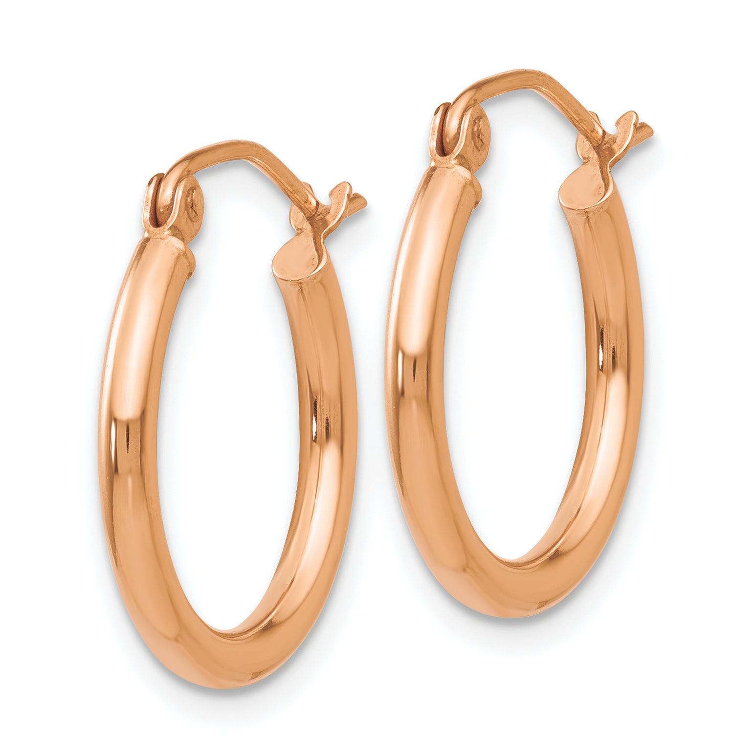 14K Gold Polished Hoop Earrings with Elegant Design
