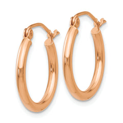 14K Gold Polished Hoop Earrings with Elegant Design