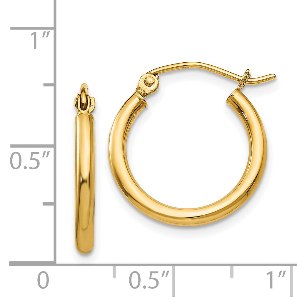 Polished Tube Hoop Earrings in 14K Yellow Gold