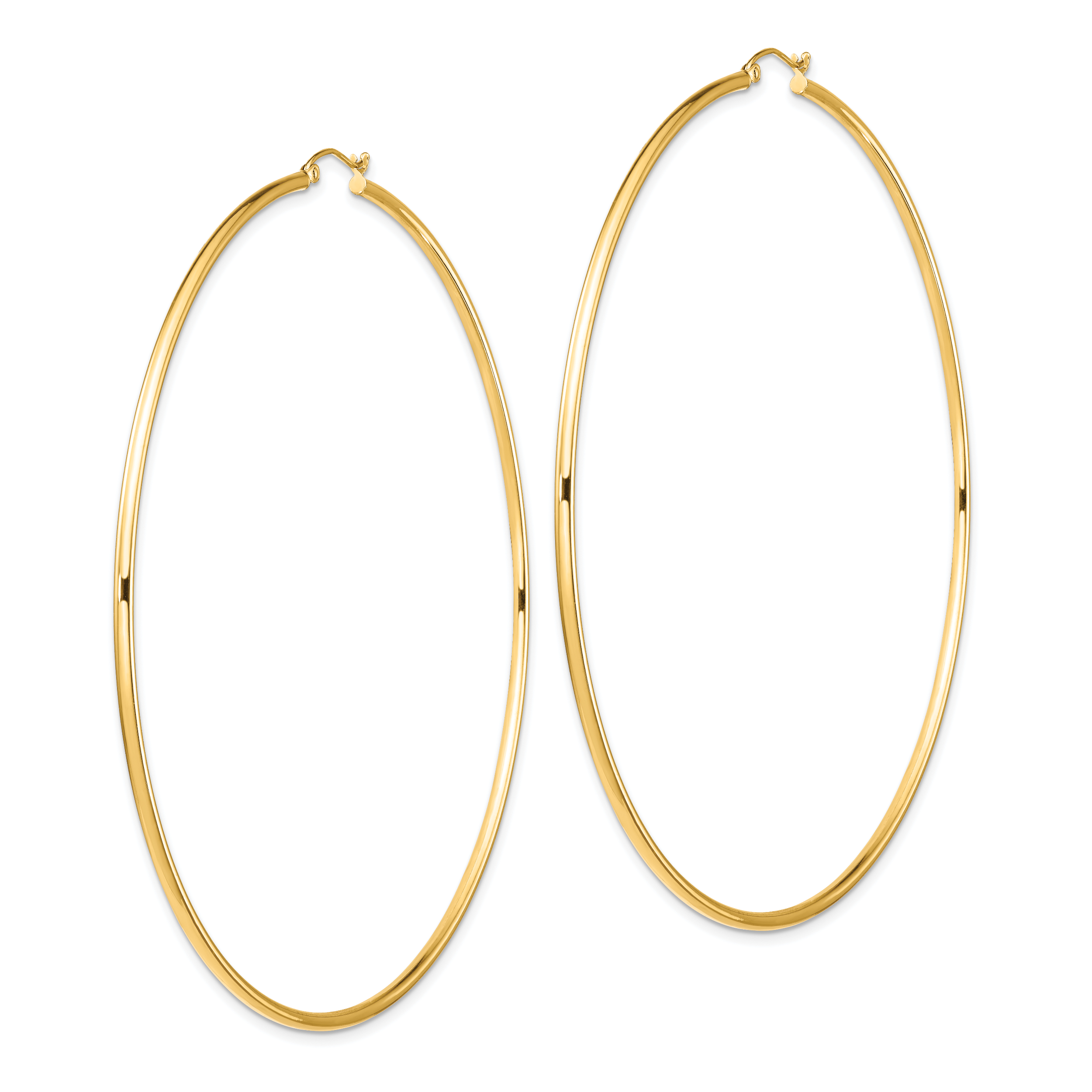 14k Polished 2x90mm Round Tube Hoop Earrings Secondary image