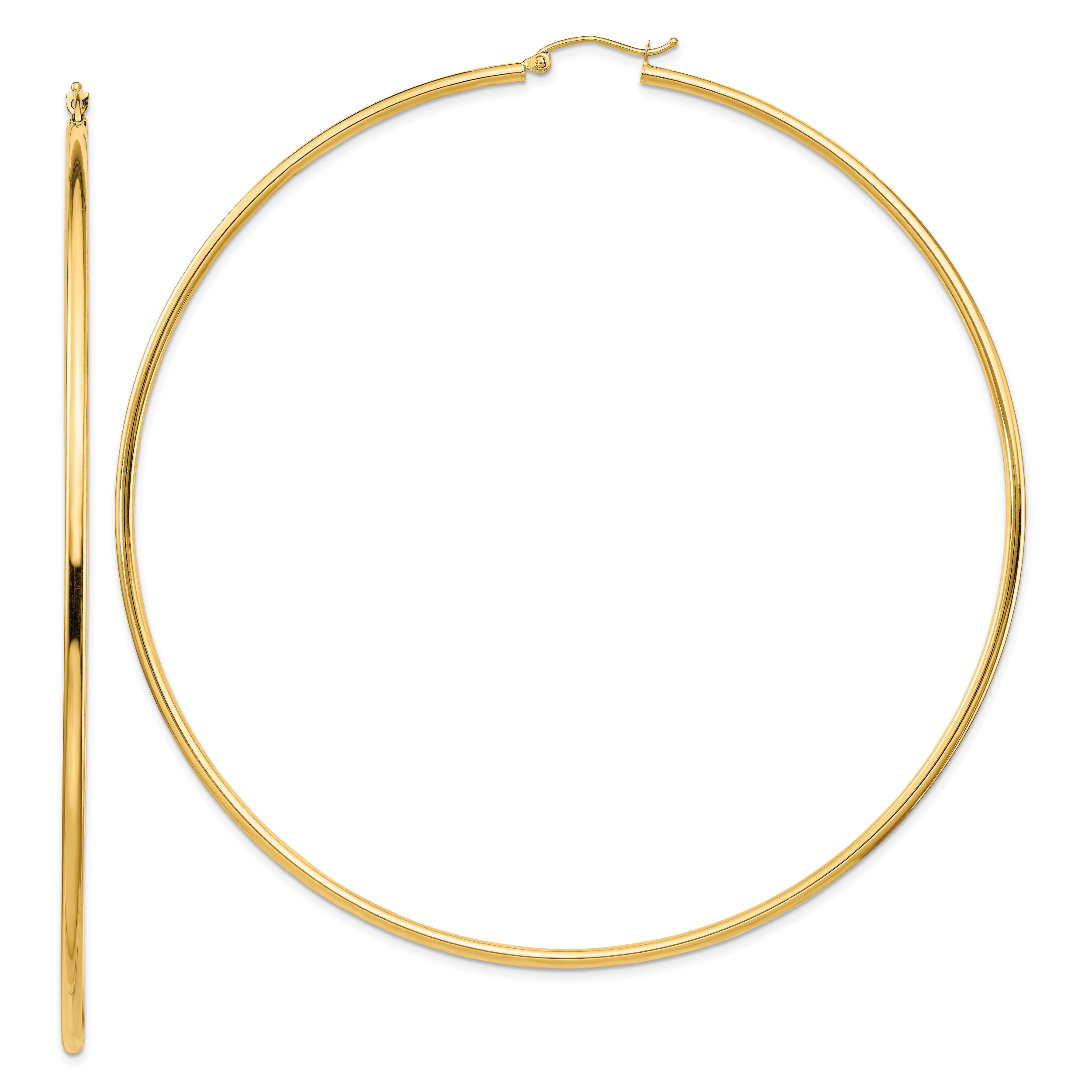 14k Polished 2x90mm Round Tube Hoop Earrings Main image