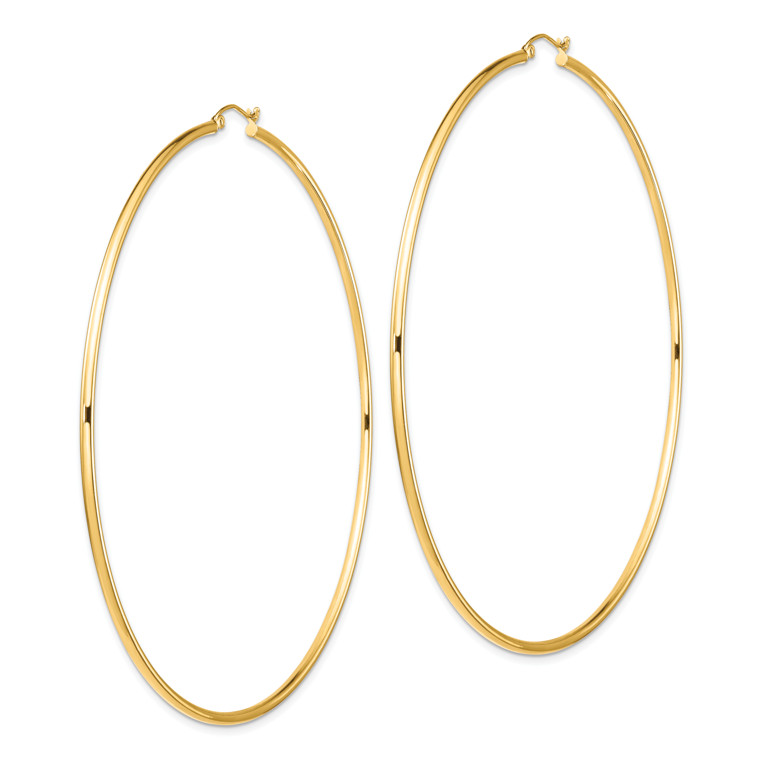 14k Polished 2x90mm Lightweight Round Tube Hoop Earrings Secondary image