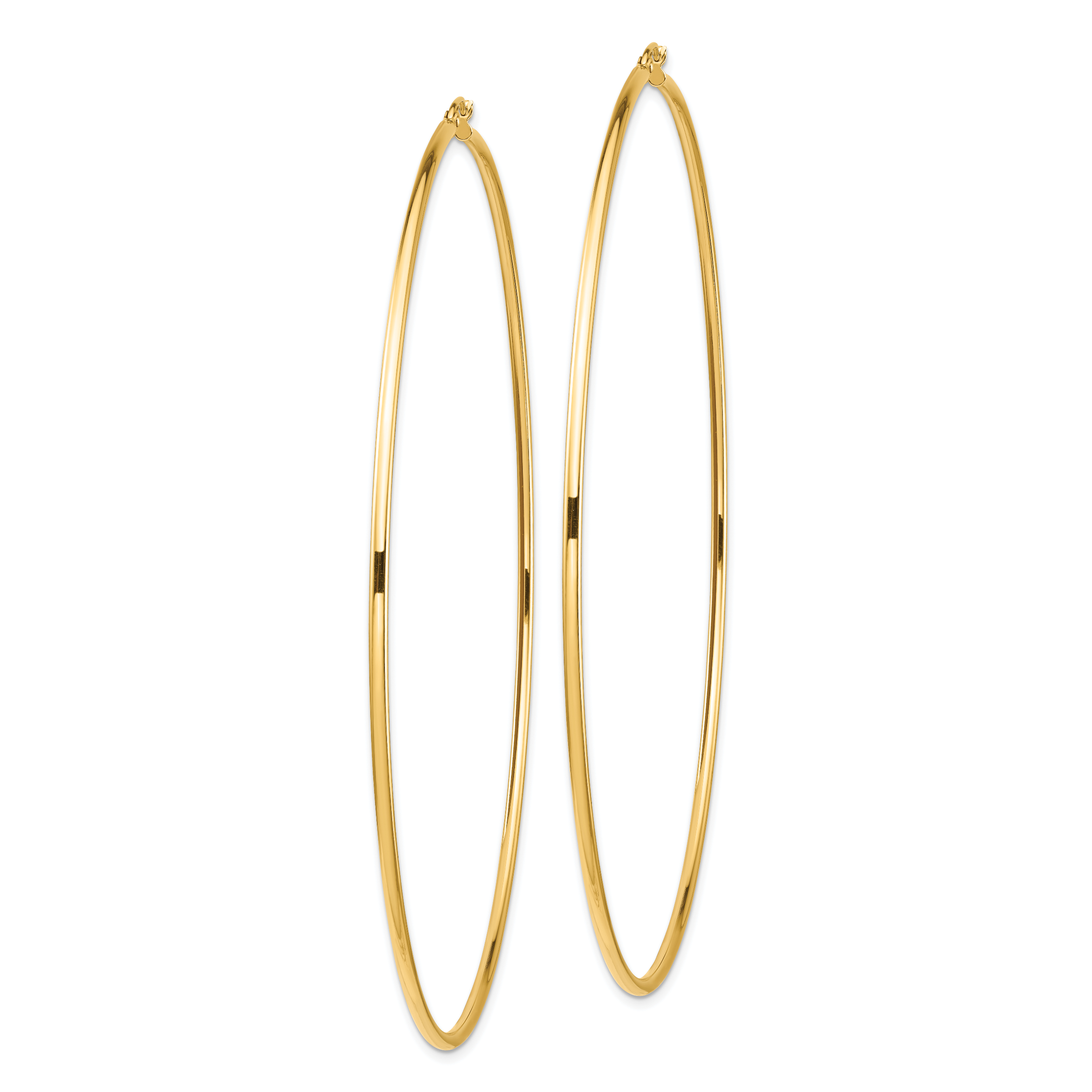 14k Polished 2x100mm Lightweight Round Tube Hoop Earrings Secondary image
