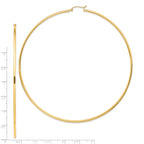 14k Polished 2x100mm Lightweight Round Tube Hoop Earrings