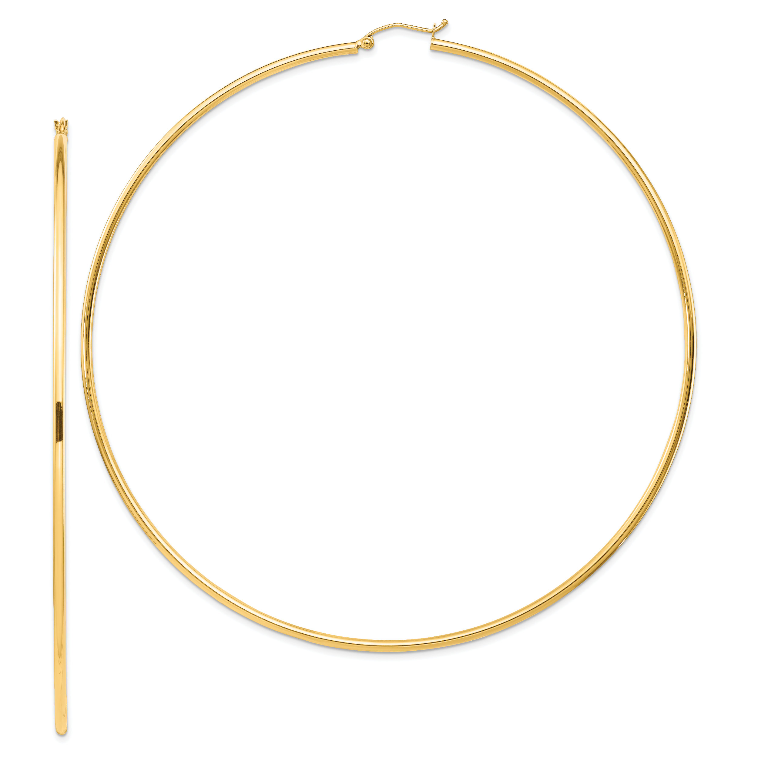14k Polished 2x100mm Lightweight Round Tube Hoop Earrings Main image