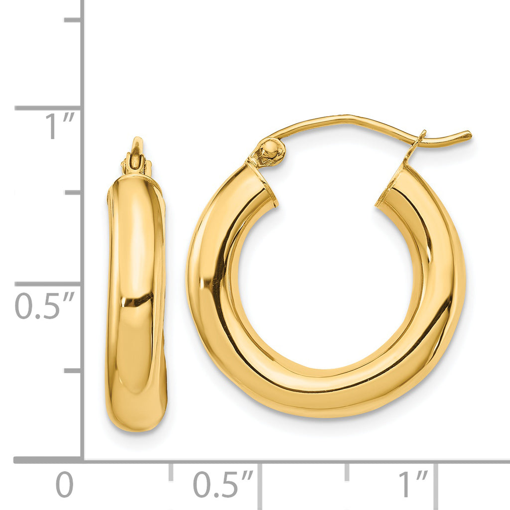 Polished Tube Hoop Earrings in 14K Yellow Gold