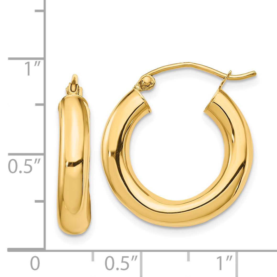 Polished Tube Hoop Earrings in 14K Yellow Gold