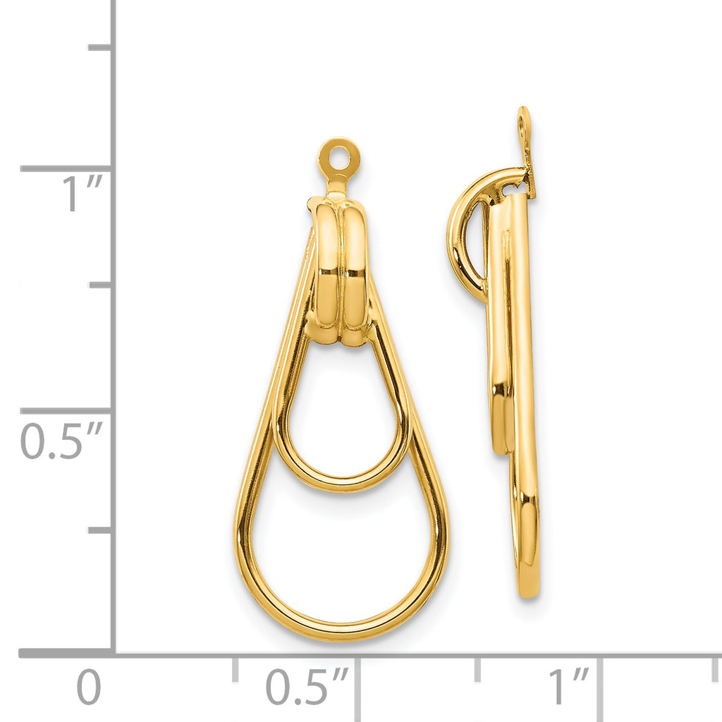 14K Gold Polished Double Teardrop Women's Earring Jackets Elegant Design