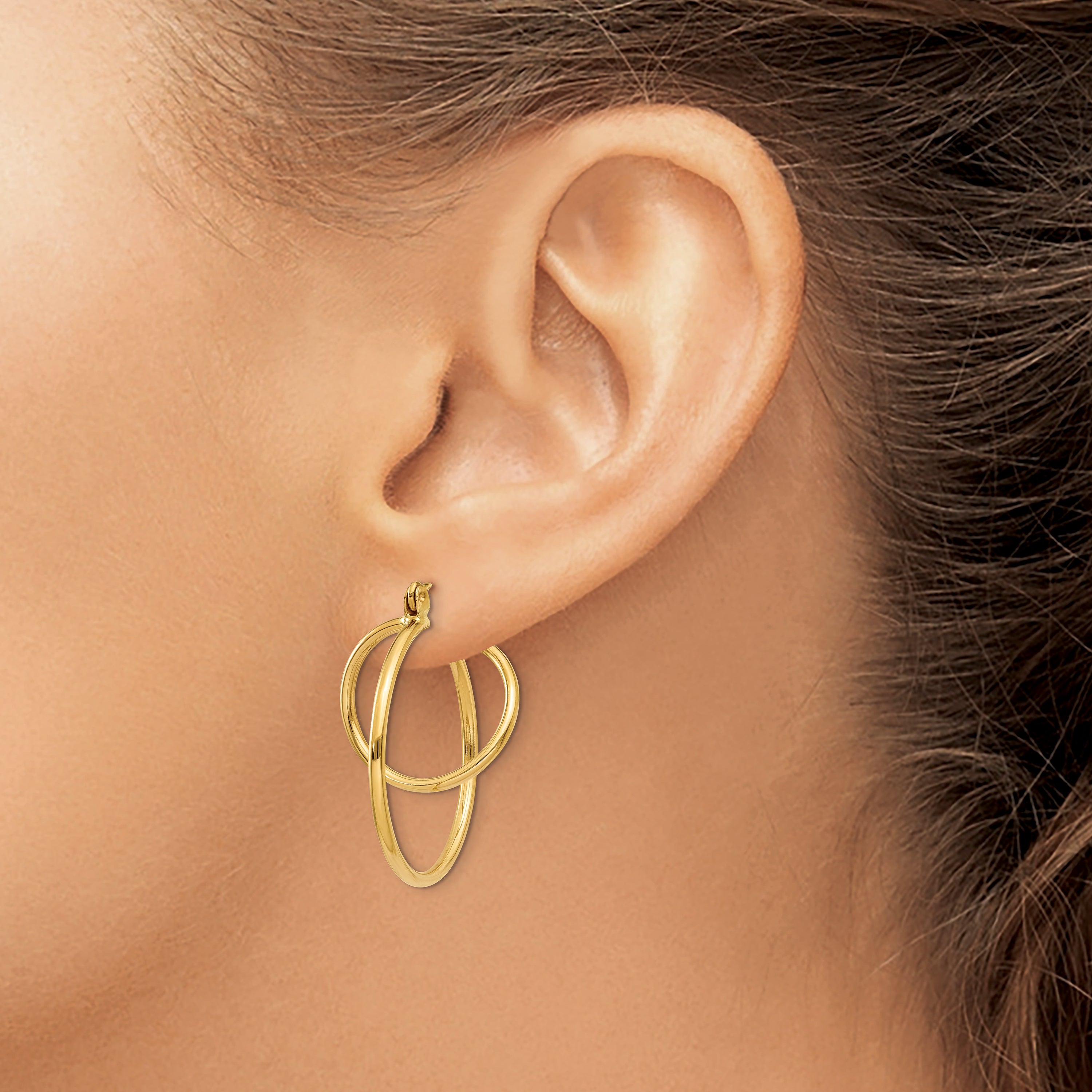 14K Gold Polished Hoop Earrings for Women Elegant and TimeleSterling Silver Style