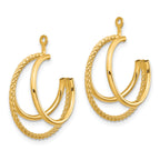 14K Gold Polished Triple Hoop Earring Jackets for Women