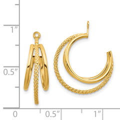 14K Gold Polished Triple Hoop Earring Jackets for Women
