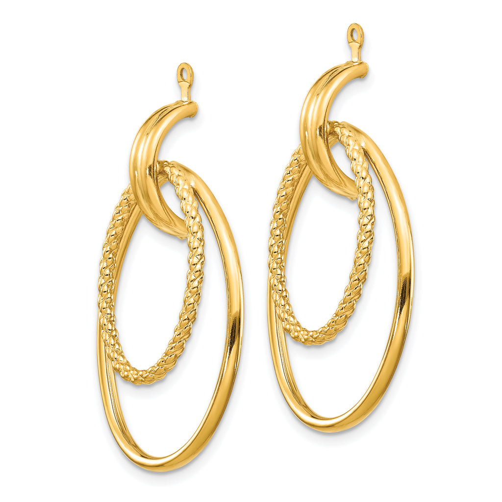 14K Gold Polished Double Oval Earring Jackets for Women